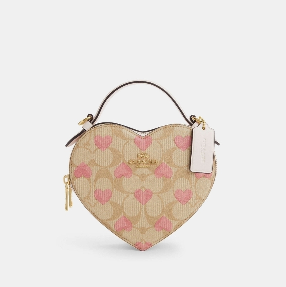 NWT Coach Crossbody Heart Shaped With Heart Print